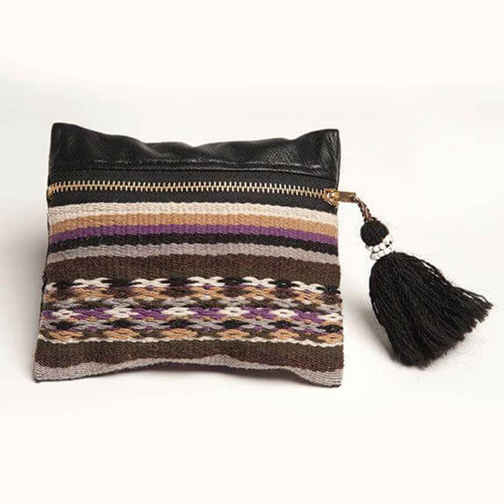 Geldbeutel aus Wolle und Leder, Lavendelfarben, Threads of Peru