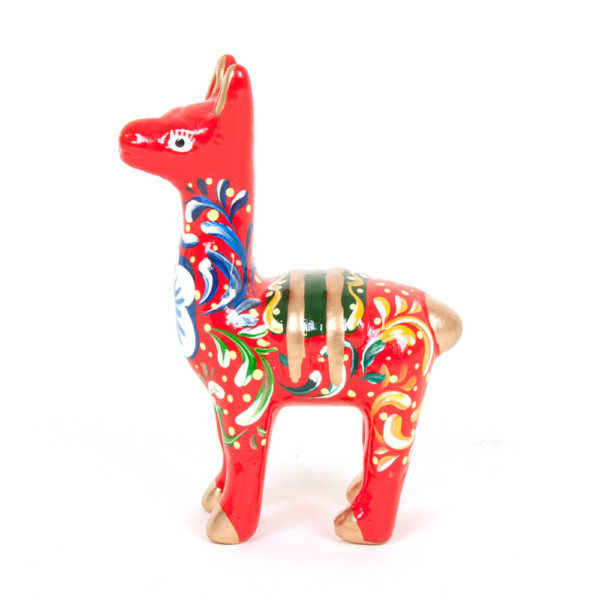 Lama aus Keramik, rot